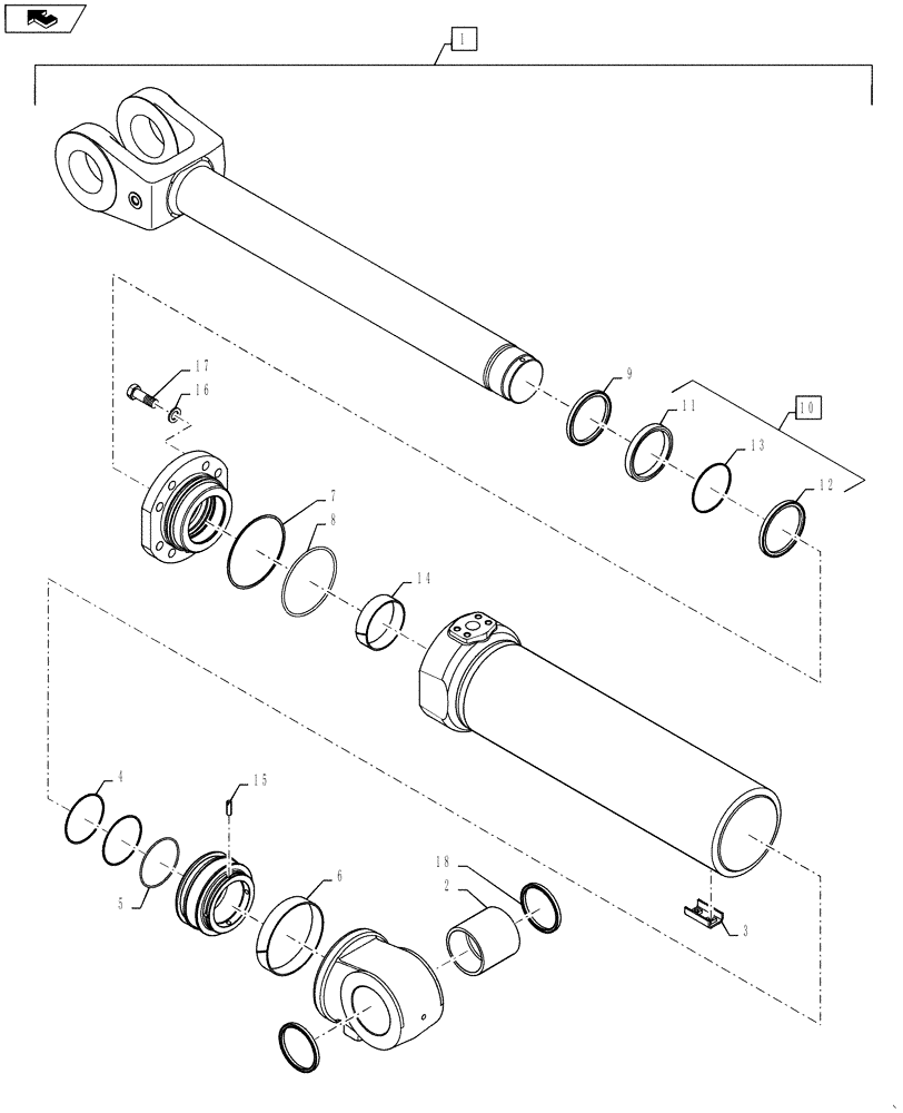 Схема запчастей Case 1121F - (35.160.01[02]) - LIFT CYLINDER Z-BAR AND XR (35) - HYDRAULIC SYSTEMS