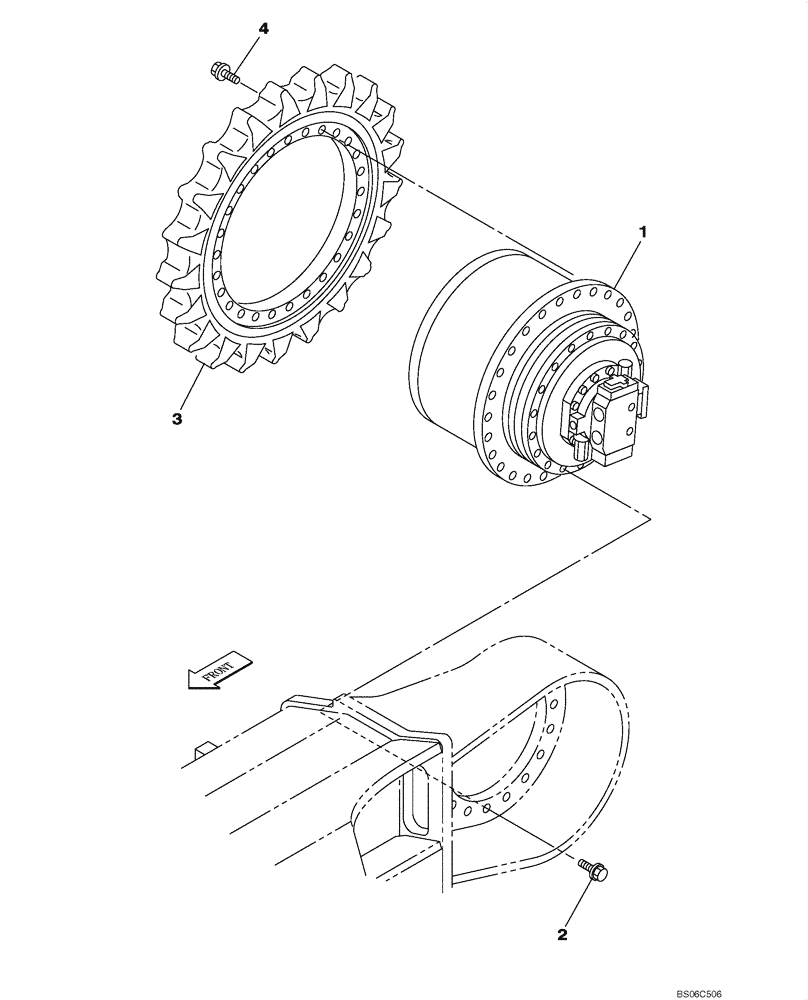 Схема запчастей Case CX330 - (06-001-00[01]) - TRAVEL MOTOR AND REDUCTION GEAR (06) - POWER TRAIN