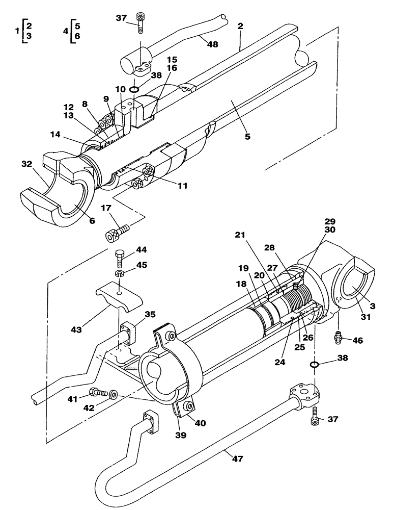 Схема запчастей Case CX350 - (08-199-00[01]) - BOOM CYLINDER - LEFT - WITHOUT VALVE, PRESSURE RELIEF (08) - HYDRAULICS