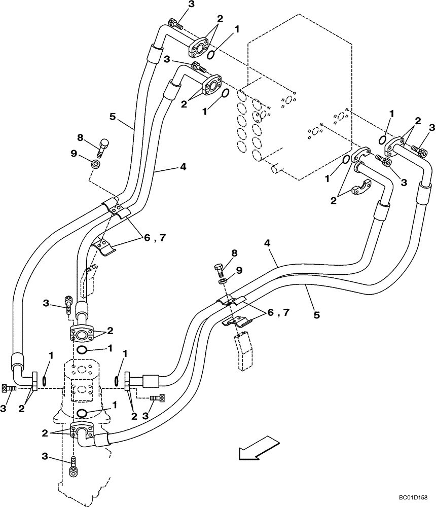 Схема запчастей Case CX330 - (06-006-00[01]) - HYDRAULIC CIRCUIT - TRAVEL (06) - POWER TRAIN