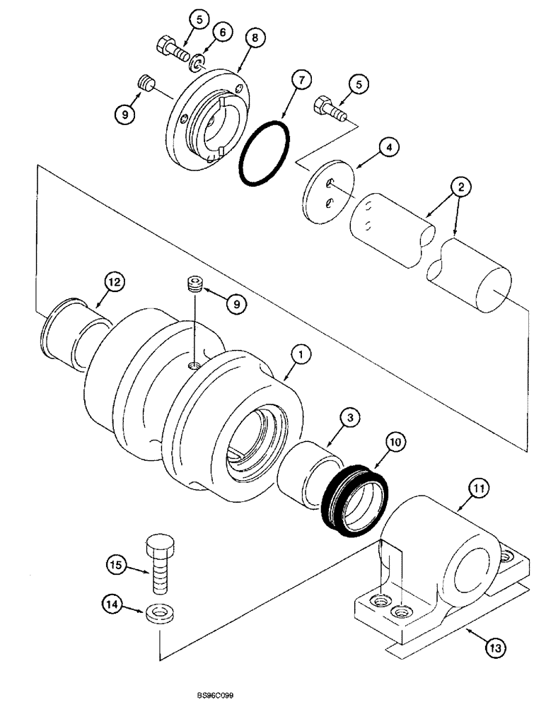 Схема запчастей Case 9060B - (5-12) - TRACK CARRIER ROLLERS, MANUFACTURED BY INTERTRAC (11) - TRACKS/STEERING