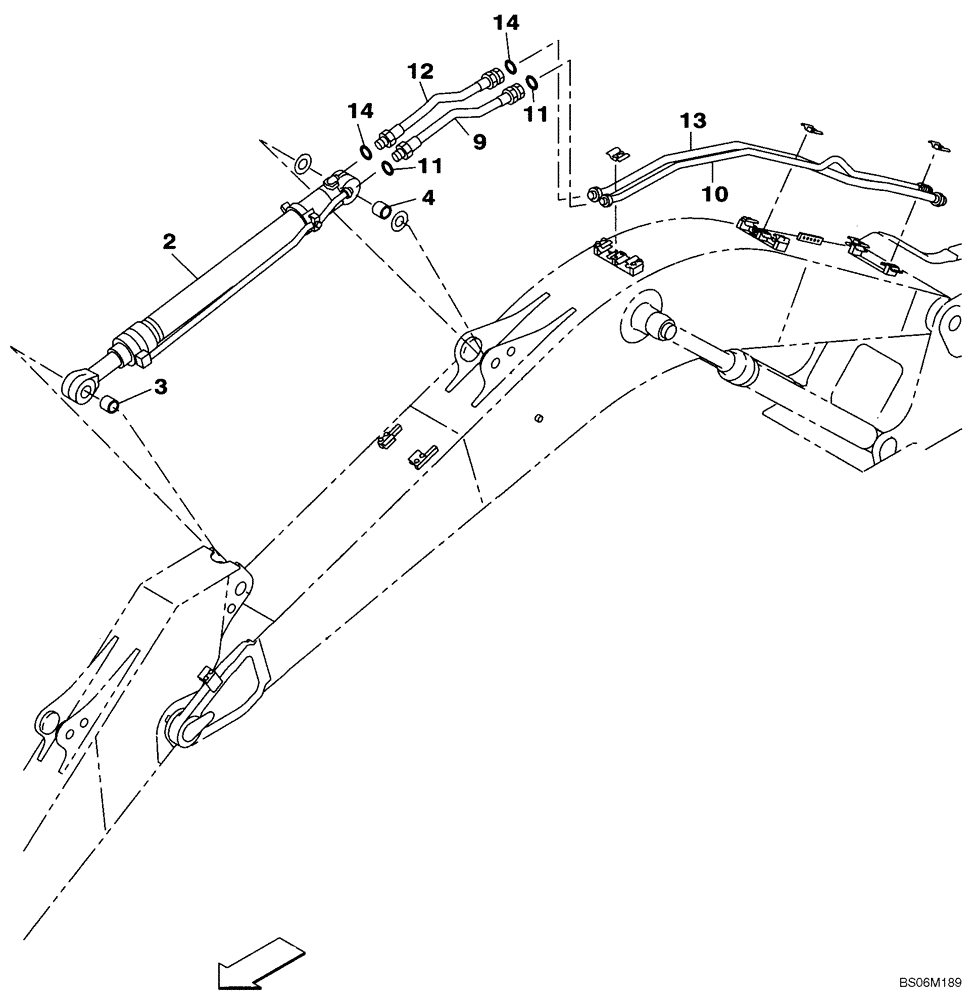 Схема запчастей Case CX290B - (08-12) - HYDRAULICS - ARM CYLINDER LINE (08) - HYDRAULICS