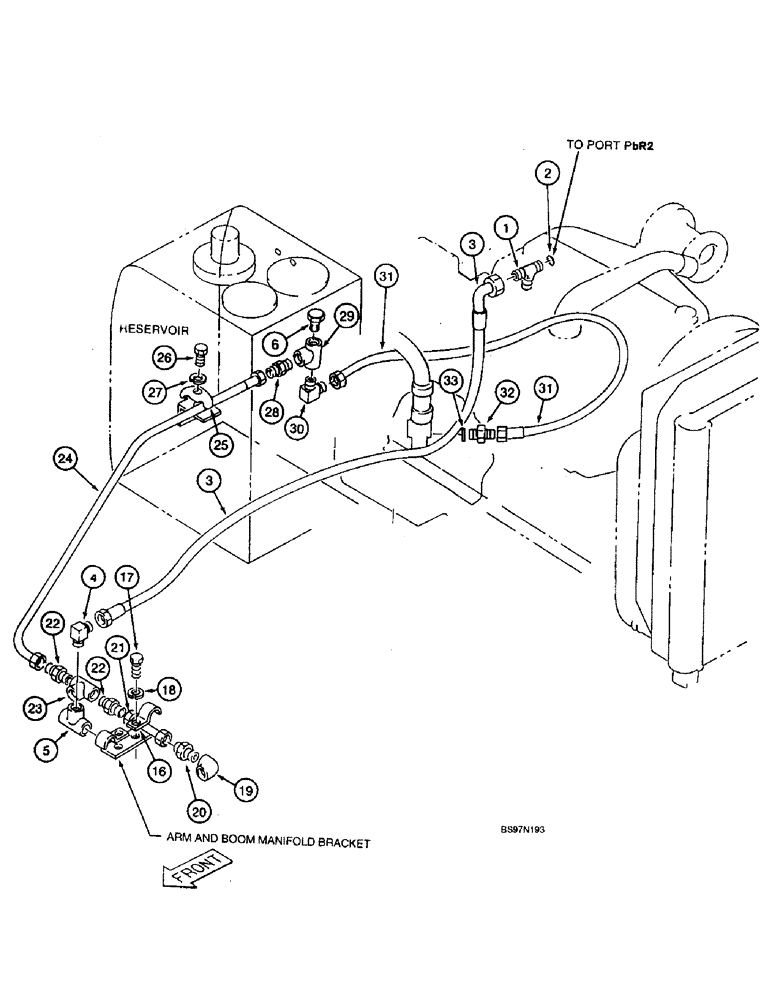 Схема запчастей Case 9045B - (8-076) - BOOM HOLDING OPTION, UPPER STRUCTURE-MOUNTED COMPONENTS, CONTROL SIGNAL LINES (08) - HYDRAULICS