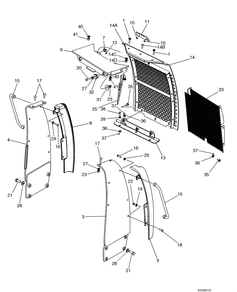 Схема запчастей Case 1150K - (09-13) - GUARD, RADIATOR BRUSH SCREEN - GRILLE, HOOD (09) - CHASSIS/ATTACHMENTS