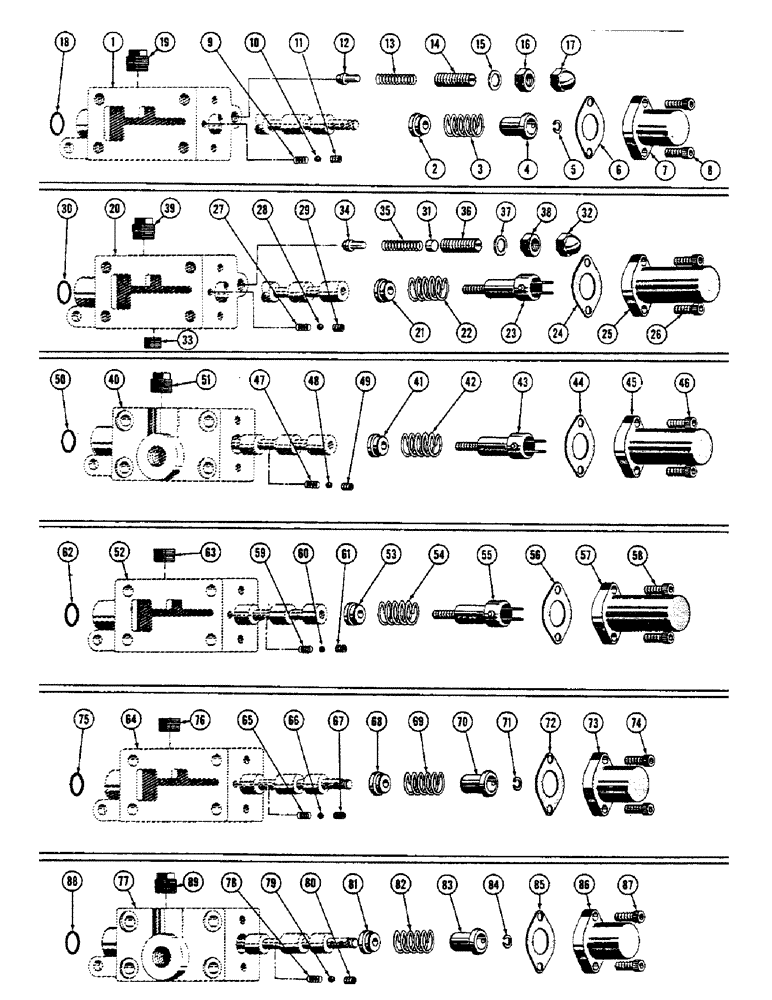 Схема запчастей Case 600 - (322) - HYDRAULIC VALVE SECTIONS, BODIES, CAPS, SPOOLS, SEALS (07) - HYDRAULIC SYSTEM