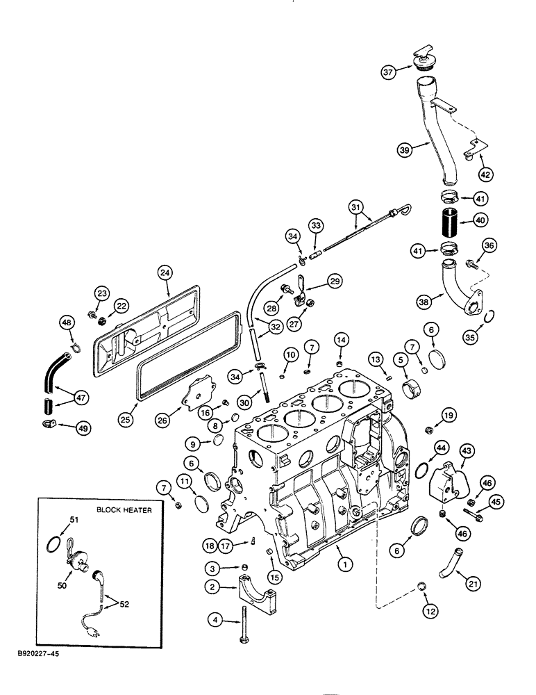 Схема запчастей Case 688C - (2-48) - CYLINDER BLOCK (01) - ENGINE