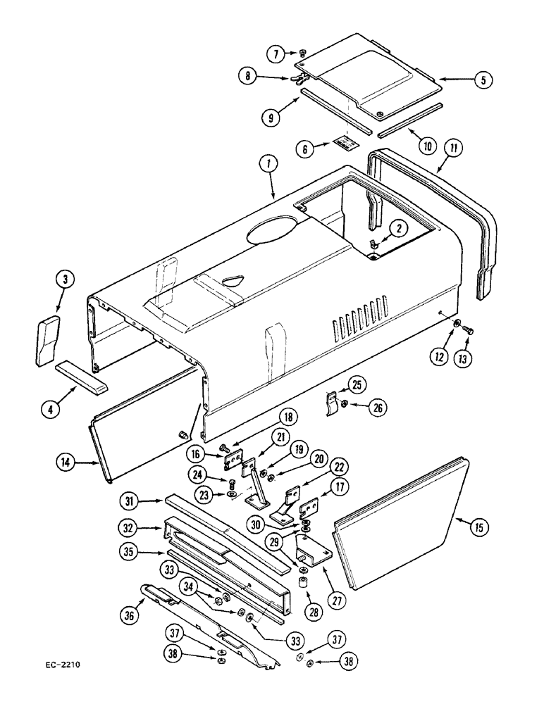 Схема запчастей Case 380B - (9-274) - HOOD AND PANELS (09) - CHASSIS/ATTACHMENTS