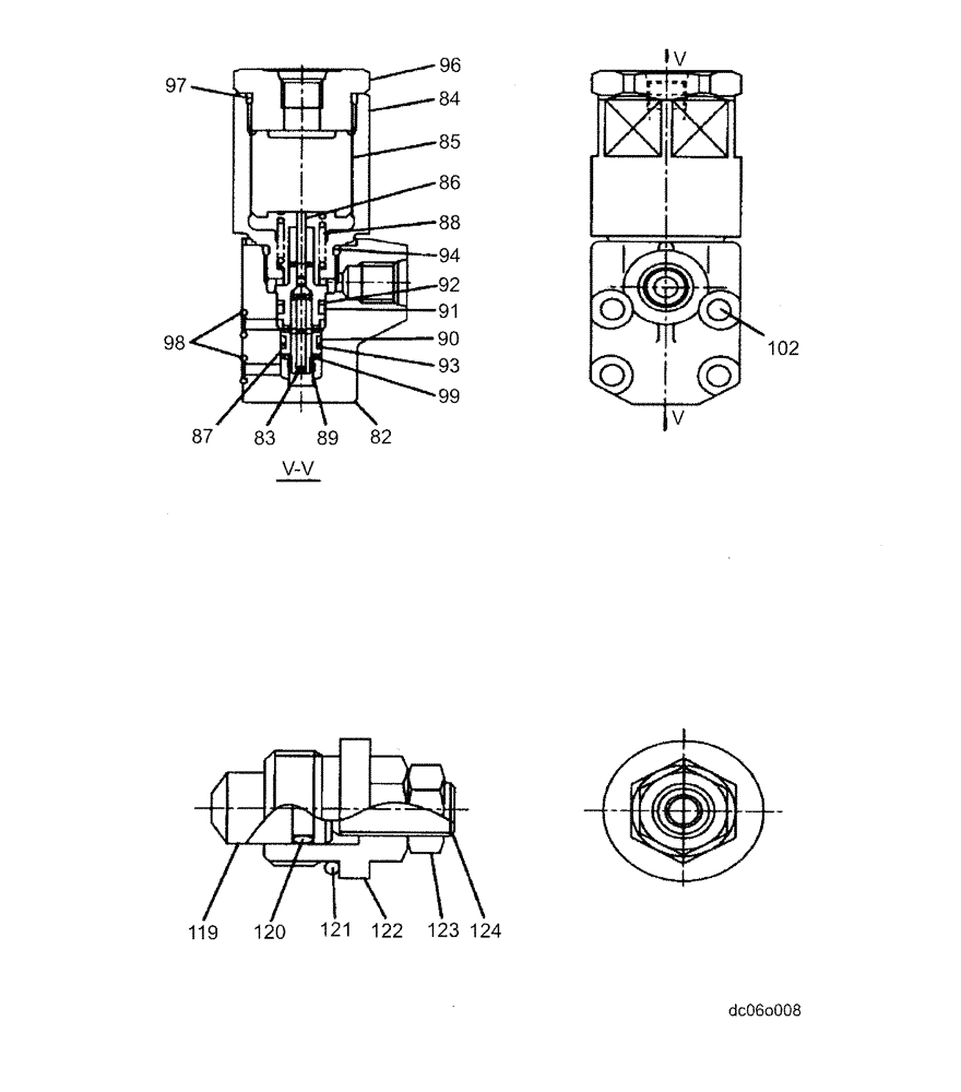 Схема запчастей Case CX80 - (08-76) - CONTROL VALVE - STD - (KAJ5076) 8 OF 8 (08) - HYDRAULICS