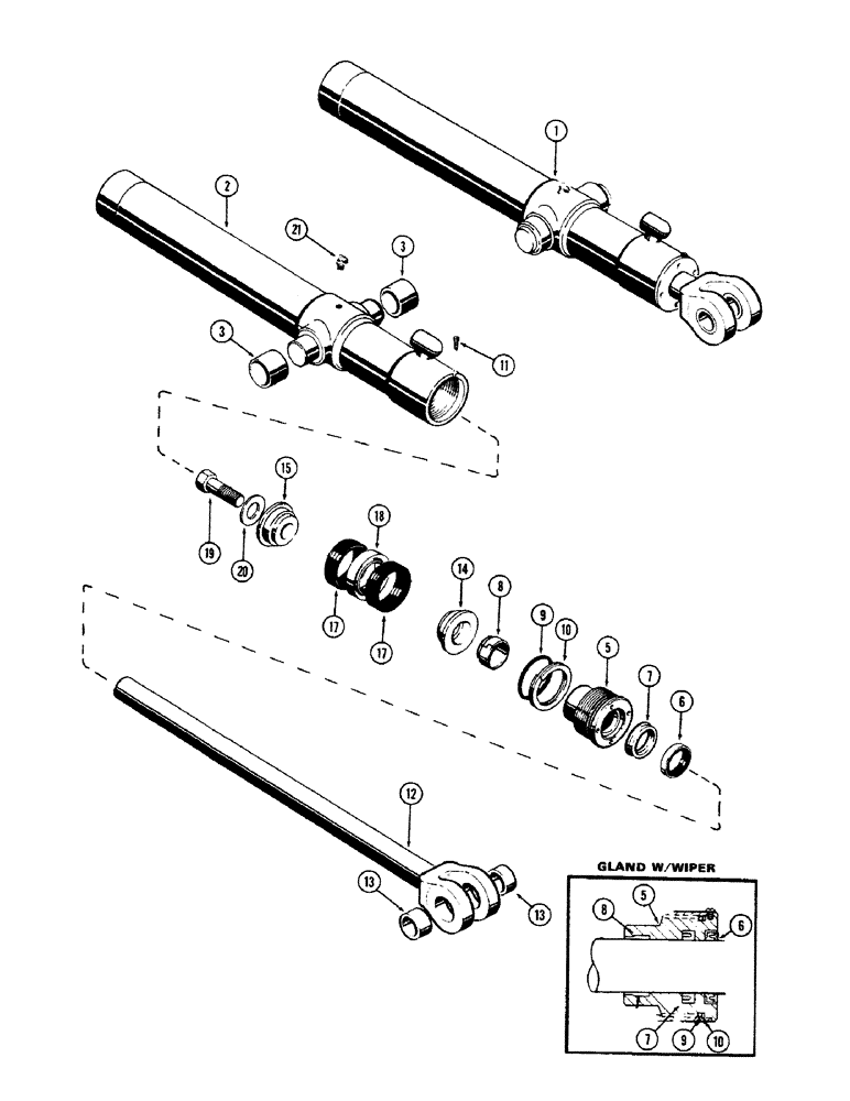 Схема запчастей Case 680CK - (284) - G32140 & G32137 LOADER TILT CYLINDERS, 3" DIA. CYLINDER WITH 23-1/2" STROKE WITHOUT GLAND I.D. RING (35) - HYDRAULIC SYSTEMS