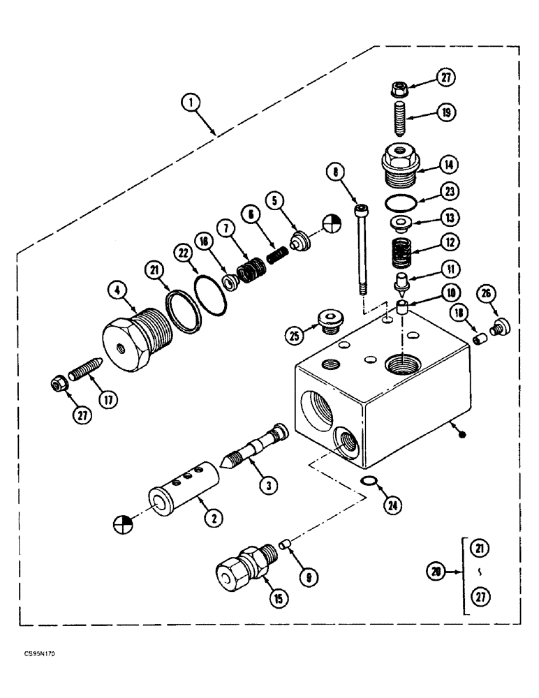 Схема запчастей Case 688BCK - (8B-18) - PILOT VALVE, 688B CK (120301-) (07) - HYDRAULIC SYSTEM