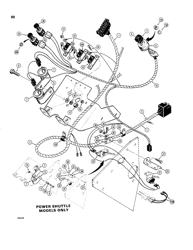 Схема запчастей Case 480C - (090) - ELECTRICAL CIRCUIT, MAIN HARNESS & CONNECTIONS, MODELS W/ FLASHER LAMPS, BEFORE TRACTOR S/N 8967053 (55) - ELECTRICAL SYSTEMS