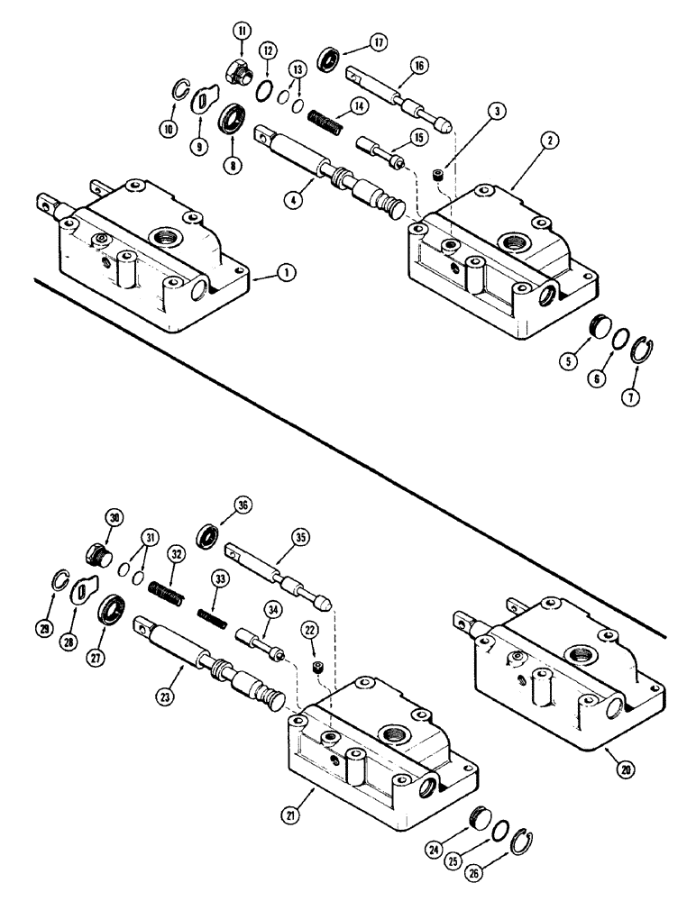 Схема запчастей Case 580 - (101A) - A38434 VALVE, POWER SHUTTLE, 1ST USED TRAC. SER. NO. 8358736 (21) - TRANSMISSION