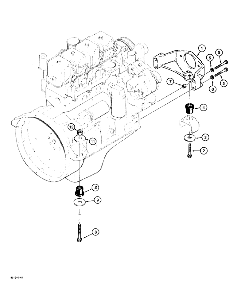 Схема запчастей Case 480F - (2-14) - ENGINE MOUNTING (02) - ENGINE