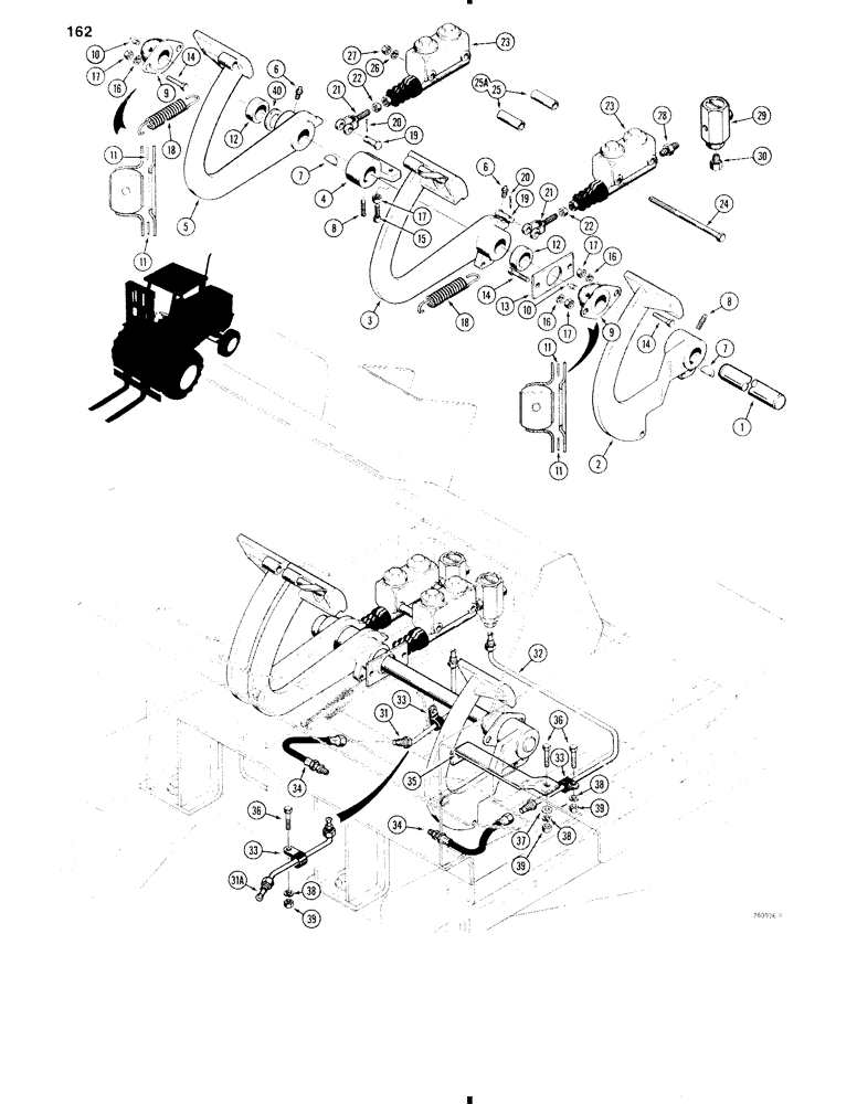 Схема запчастей Case 585C - (162) - BRAKE PEDALS AND BRAKE SYSTEM (33) - BRAKES & CONTROLS