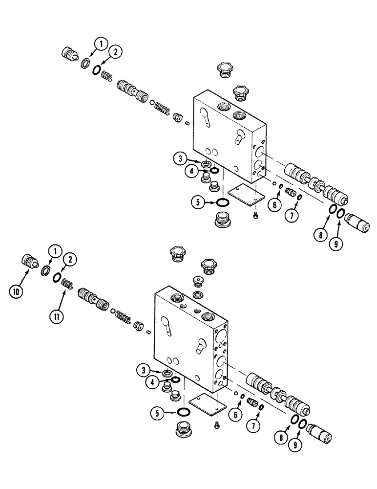 Схема запчастей Case 580SK - (8-240) - VALVES BASIC (PVG60), PRESTIGE VERSION (08) - HYDRAULICS