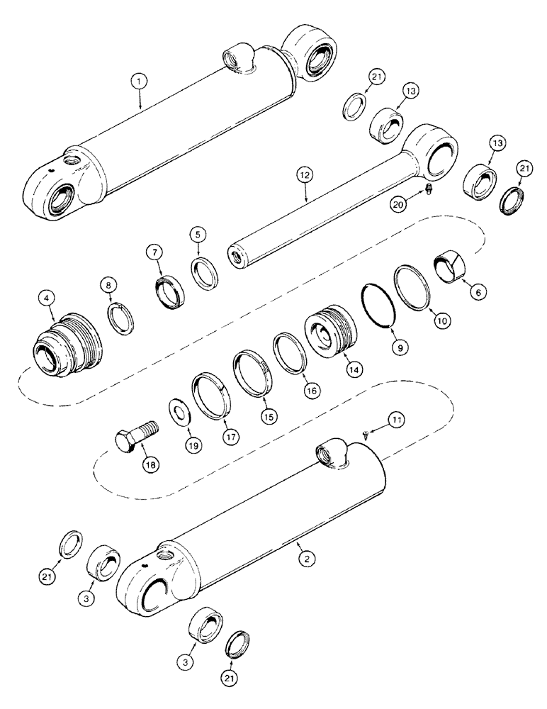 Схема запчастей Case 580SK - (8-364) - SWING CYLINDERS, INTEGRAL BACKHOE (08) - HYDRAULICS