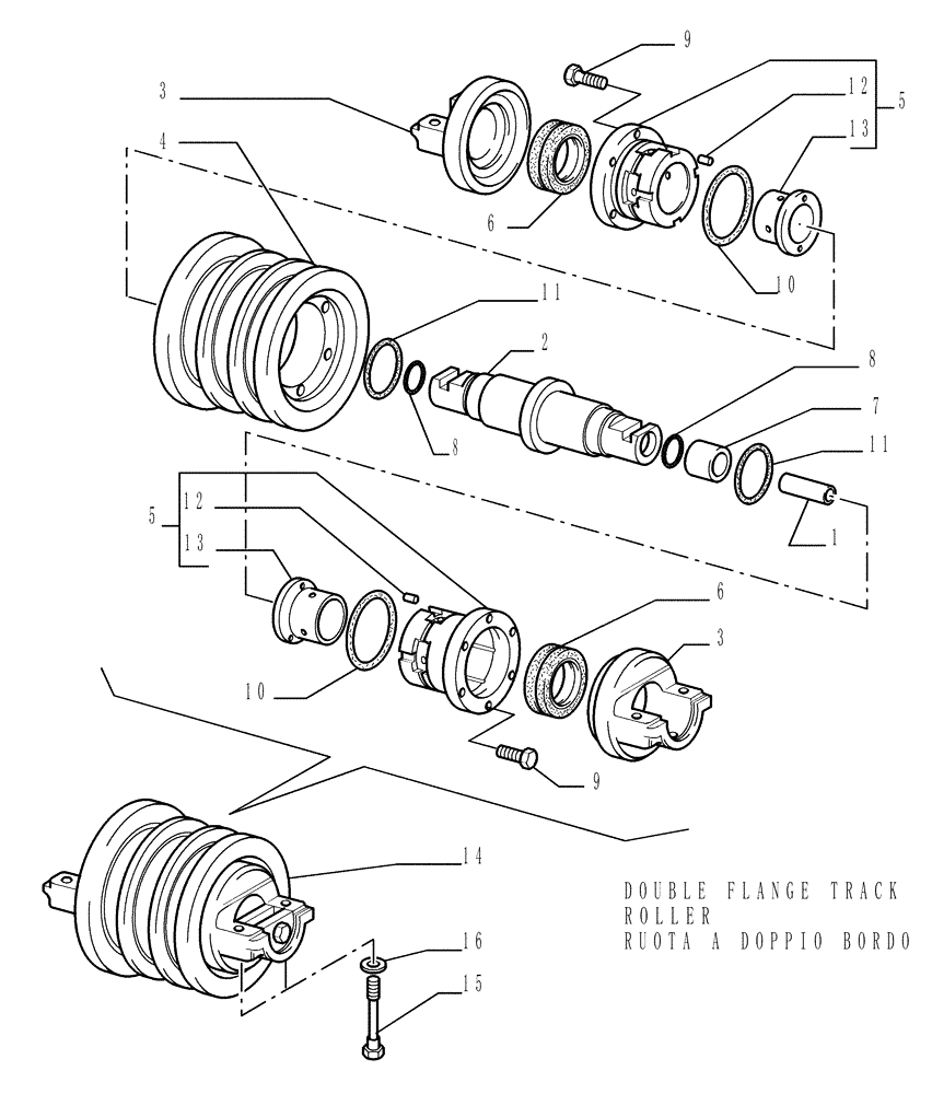 Схема запчастей Case 1850K - (2.344[02]) - TRACK ROLLERS - 7 ROLLERS - VERSION (01) (07) - HYDRAULIC SYSTEM/FRAME