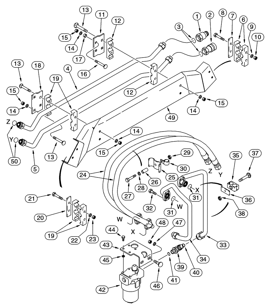 Схема запчастей Case 90XT - (08-30) - HYDRAULICS, ATTACHMENT HIGH FLOW, PISTON, FILTER TO COUPLINGS (08) - HYDRAULICS