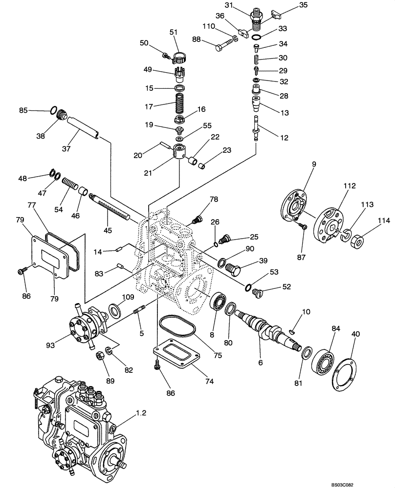 Схема запчастей Case CX36 - (03-05[00]) - FUEL INJECTION PUMP (03) - FUEL SYSTEM