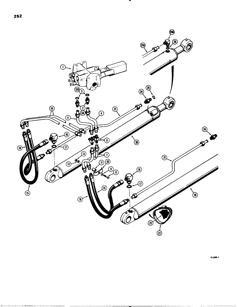 Схема запчастей Case 580C - (252) - LOADER LIFT HYDRAULIC CIRCUIT (08) - HYDRAULICS