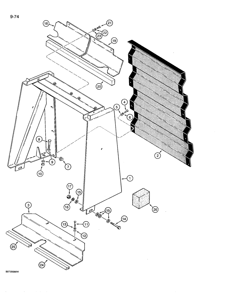 Схема запчастей Case 780D - (9-074) - RADIATOR GUARD AND GRILLE (09) - CHASSIS/ATTACHMENTS