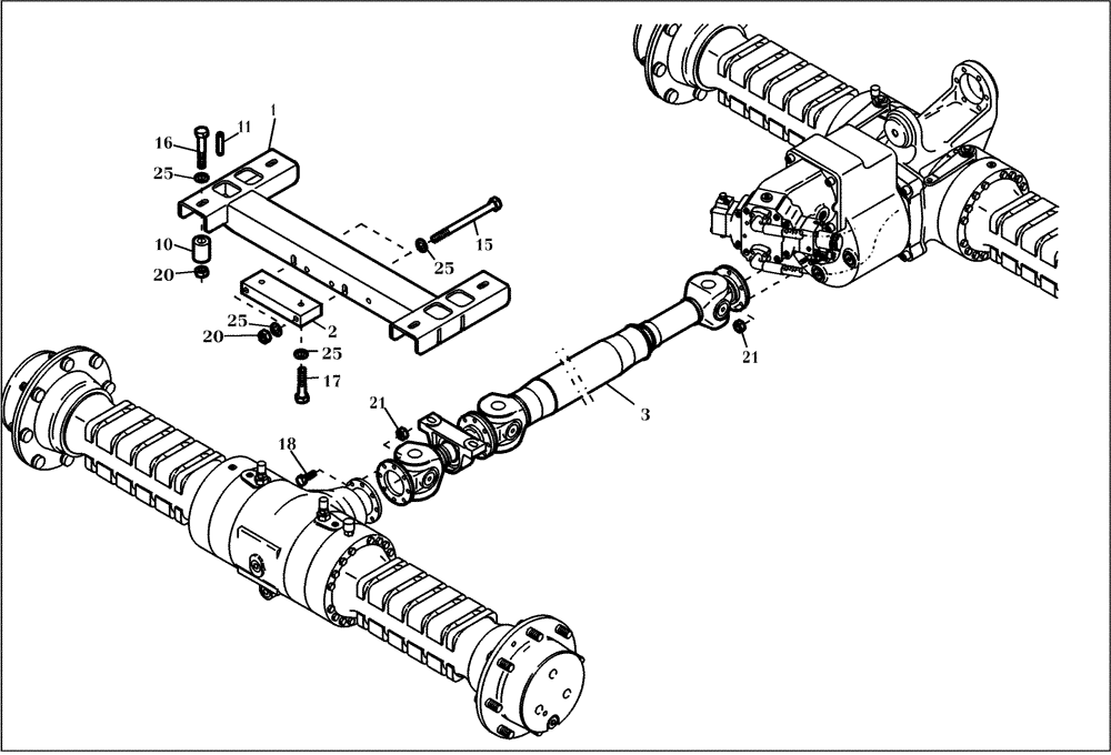 Схема запчастей Case 321D - (07.010[002]) - PROP SHAFT INSTALLATION FAST GEAR (OPTION) (S/N 591052-UP) No Description