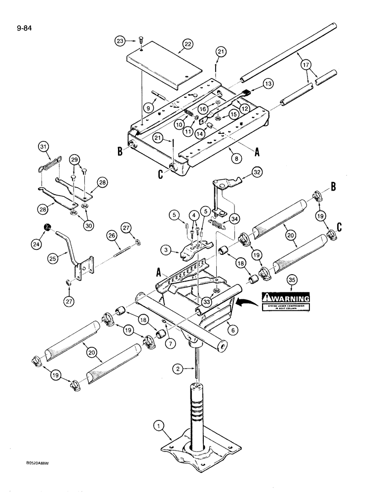 Схема запчастей Case 780D - (9-084) - STANDARD SEAT SUPPORT (09) - CHASSIS/ATTACHMENTS