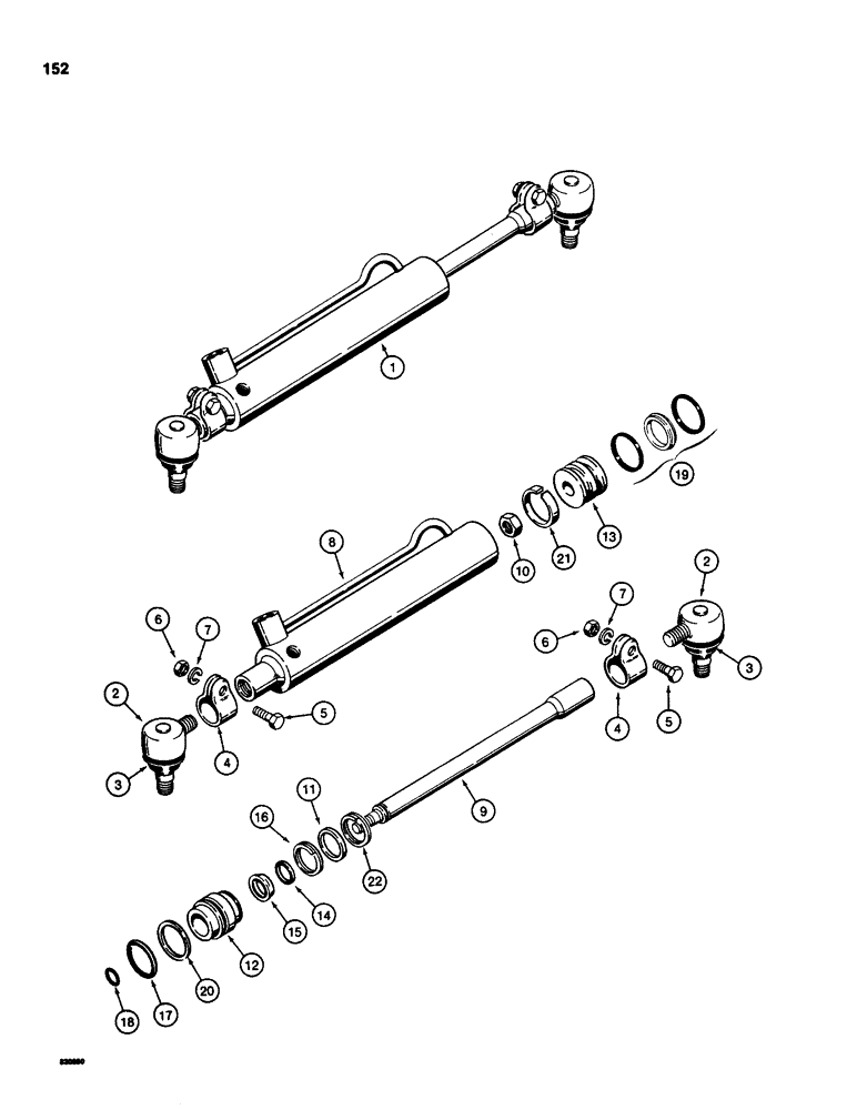 Схема запчастей Case 580D - (152) - D128454 STEERING CYLINDERS (05) - STEERING