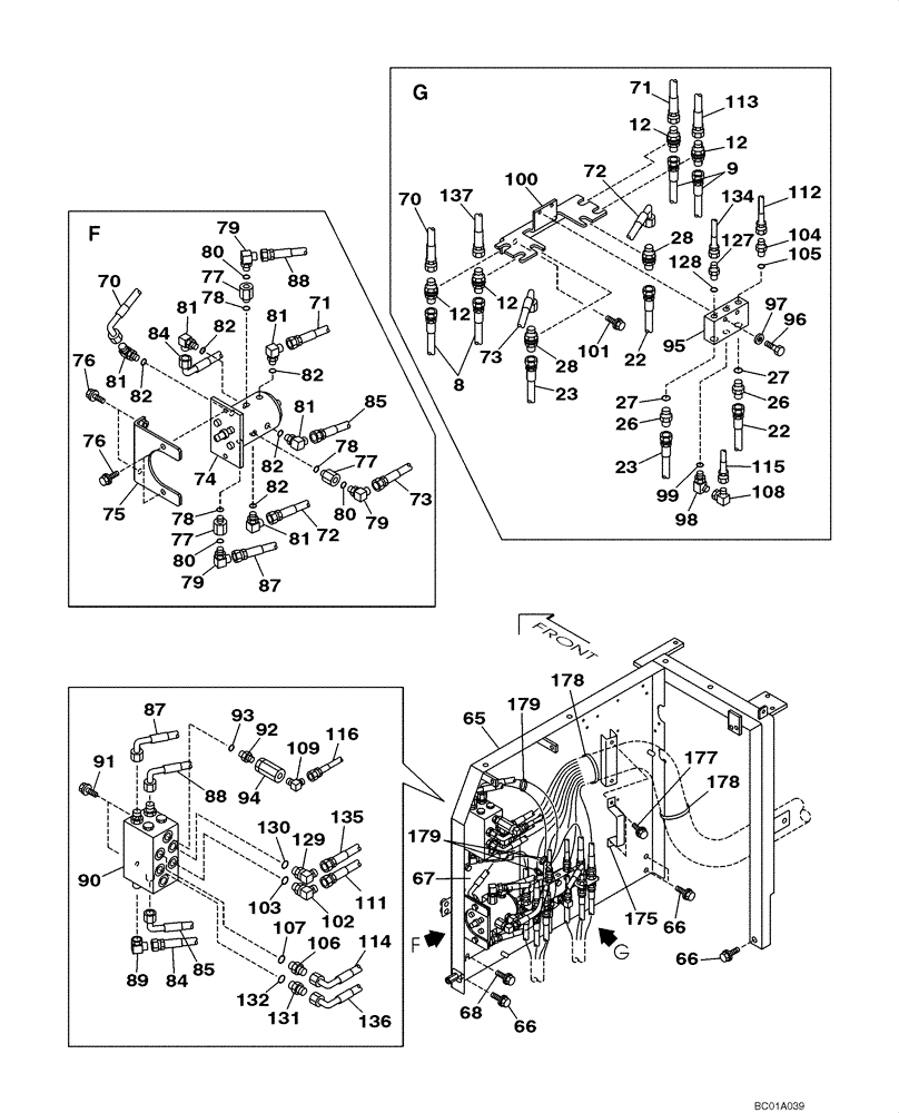 Схема запчастей Case CX160 - (08-28) - PILOT CONTROL LINES, PARTITION - MODELS WITH LOAD HOLD & CONTROL SELECTOR VALVE (08) - HYDRAULICS