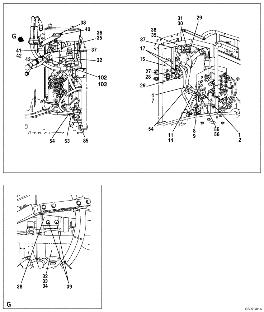 Схема запчастей Case CX135SR - (08-054) - HYDRAULICS, AUXILIARY - MULTI-PURPOSE + 3 WAY VALVE (08) - HYDRAULICS