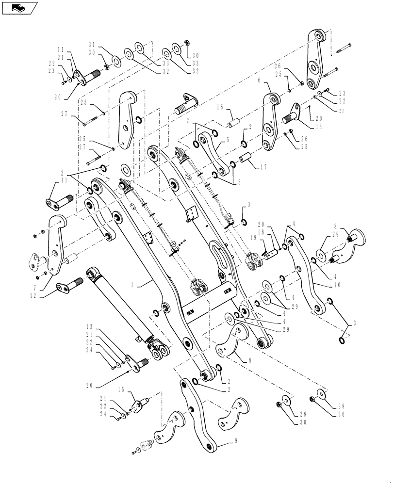 Схема запчастей Case 521F - (39.105.03) - LIFT ARM X/T (39) - FRAMES AND BALLASTING