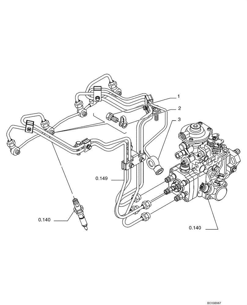 Схема запчастей Case 521D - (0.204[01]) - FUEL INJECTION SYSTEM (03) - FUEL SYSTEM