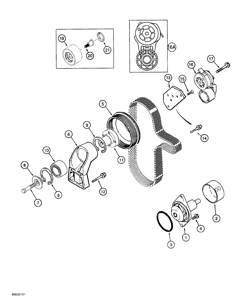 Схема запчастей Case 1150G - (2-018) - WATER PUMP SYSTEM, 6T-590 ENGINE, PRIOR TO JJG0218023 AND JJG0218024 - JJG0218478 (01) - ENGINE