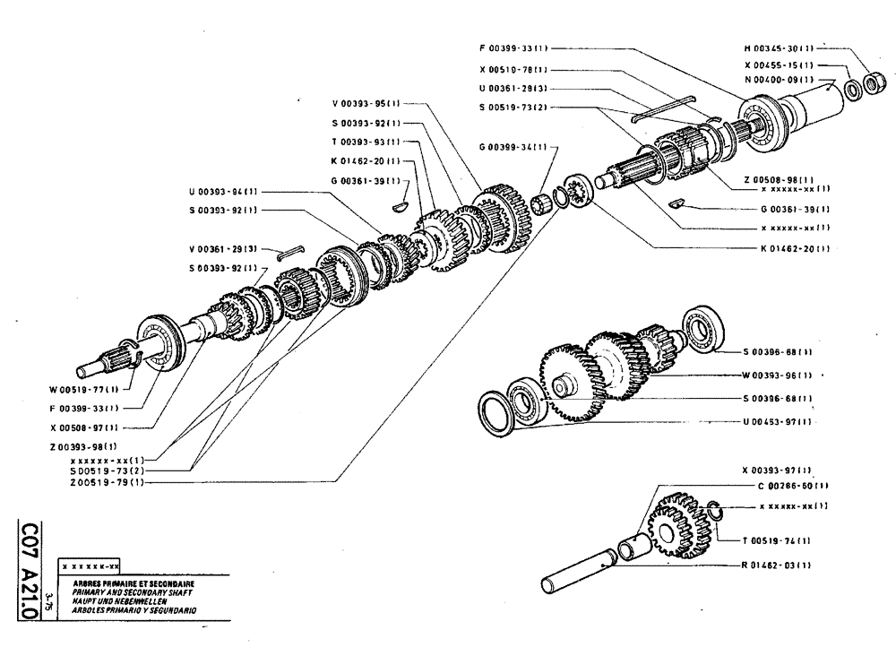 Схема запчастей Case TY45 - (C07 A21.0) - PRIMARY AND SECONDARY SHAFT (03) - TRANSMISSION