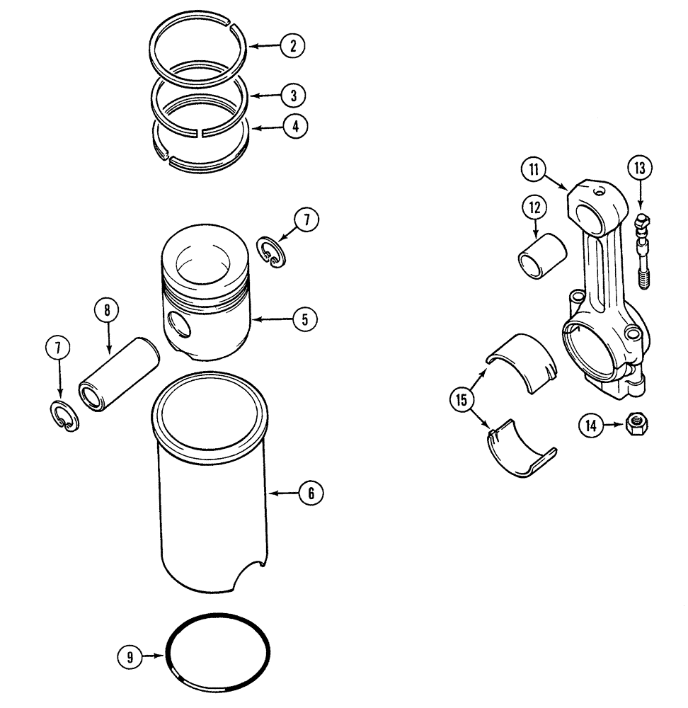 Схема запчастей Case 380B - (2-38) - PISTONS AND SLEEVES/ CONNECTING RODS (02) - ENGINE