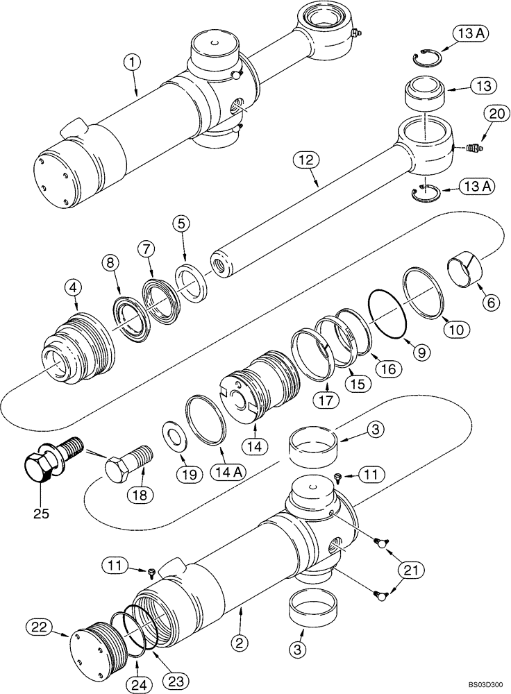 Схема запчастей Case 580M - (08-55) - CYLINDER ASSY - BACKHOE SWING (08) - HYDRAULICS