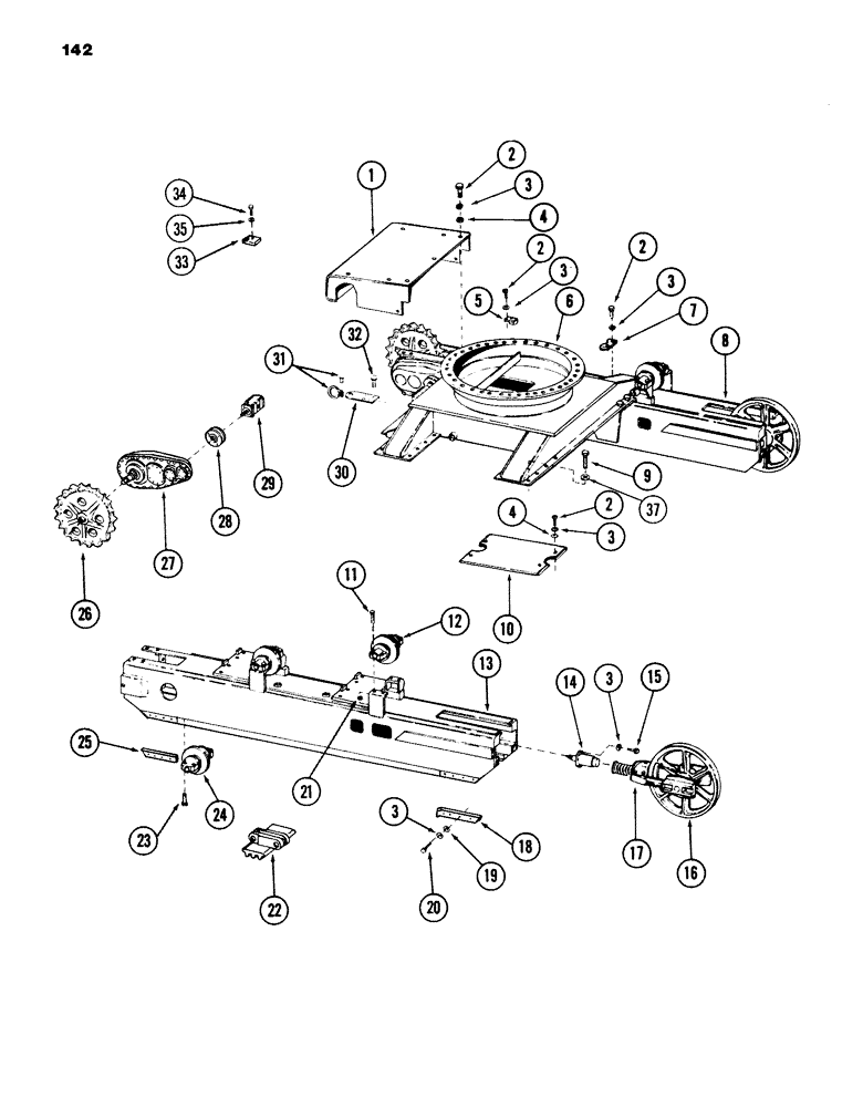 Схема запчастей Case 980B - (142) - CRAWLER UNDERCARRIAGE AND RELATED PARTS (04) - UNDERCARRIAGE