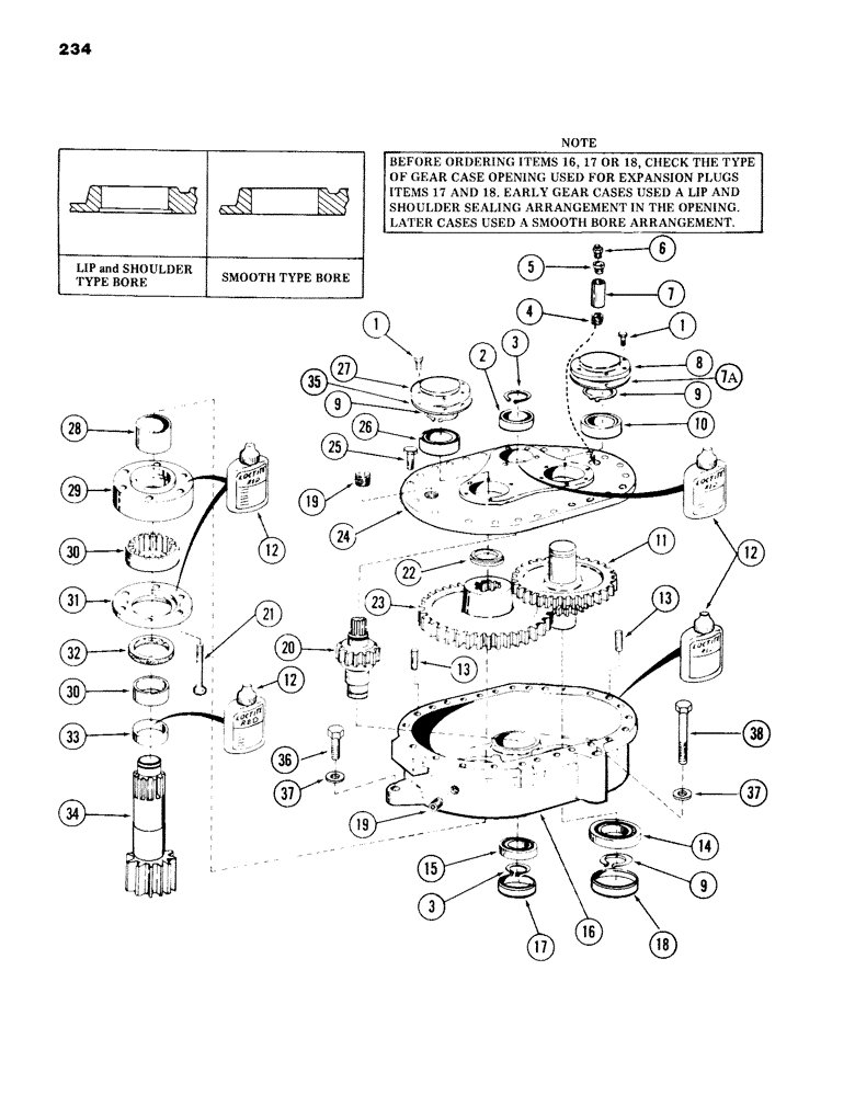 Схема запчастей Case 980B - (234) - SWING REDUCER, (USED ON UNITS WITH PIN 6204053 AND AFTER) (04) - UNDERCARRIAGE