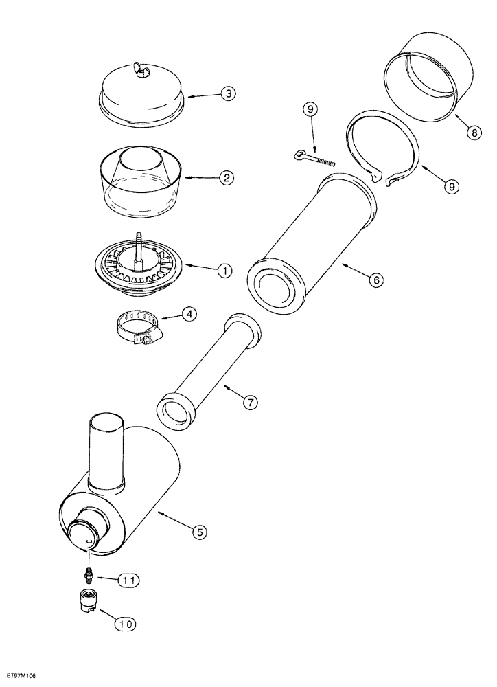 Схема запчастей Case 580SL - (2-008) - AIR CLEANER AND PRECLEANER ASSEMBLIES (02) - ENGINE