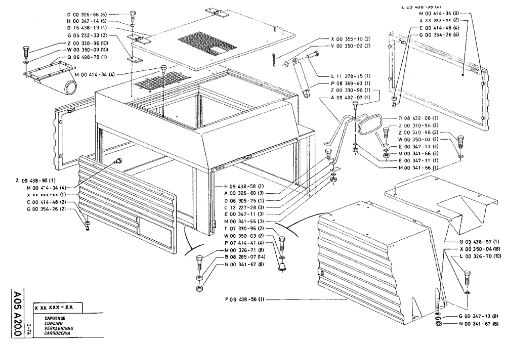 Схема запчастей Case TY45 - (A05 A20.0) - COWLING (05) - UPPERSTRUCTURE CHASSIS