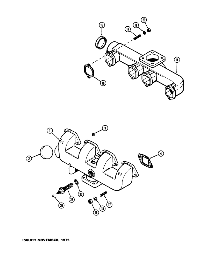 Схема запчастей Case 475 - (010) - MANIFOLDS, (301B) DIESEL ENGINE (10) - ENGINE