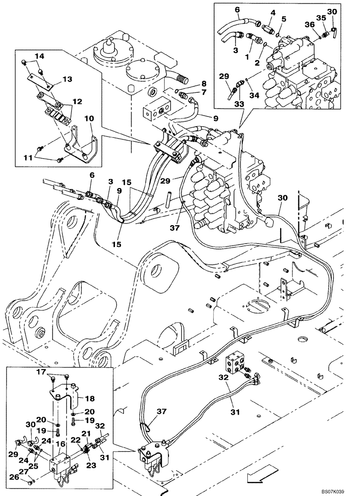 Схема запчастей Case CX130B - (08-44) - HYDRAULICS, AUXILIARY - SECOND ACTING CIRCUIT, HAND OPERATED (08) - HYDRAULICS