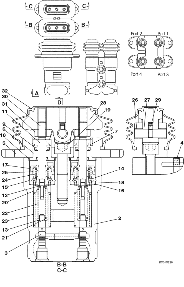 Схема запчастей Case CX700 - (08-270-00[01]) - FOOT CONTROL VALVE (08) - HYDRAULICS