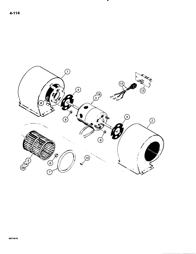 Схема запчастей Case W20C - (4-114) - CAB BLOWER (04) - ELECTRICAL SYSTEMS