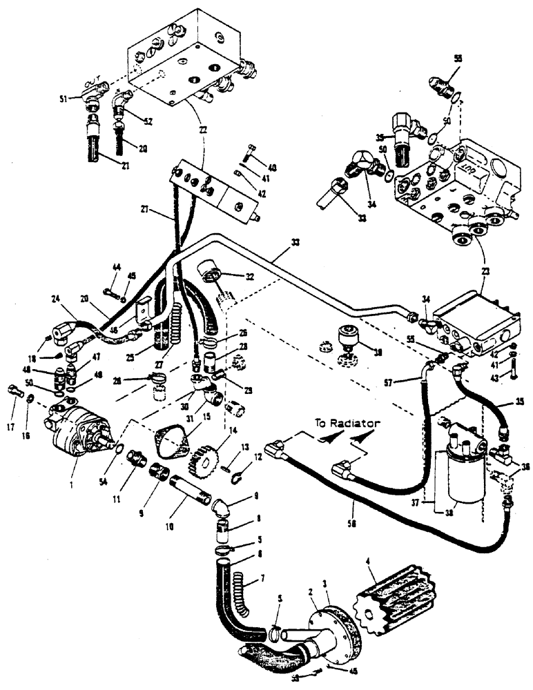 Схема запчастей Case 1000 - (18) - HYDRAULIC LINES - PRIORITY PUMP CIRCUIT, OIL FILTERS 