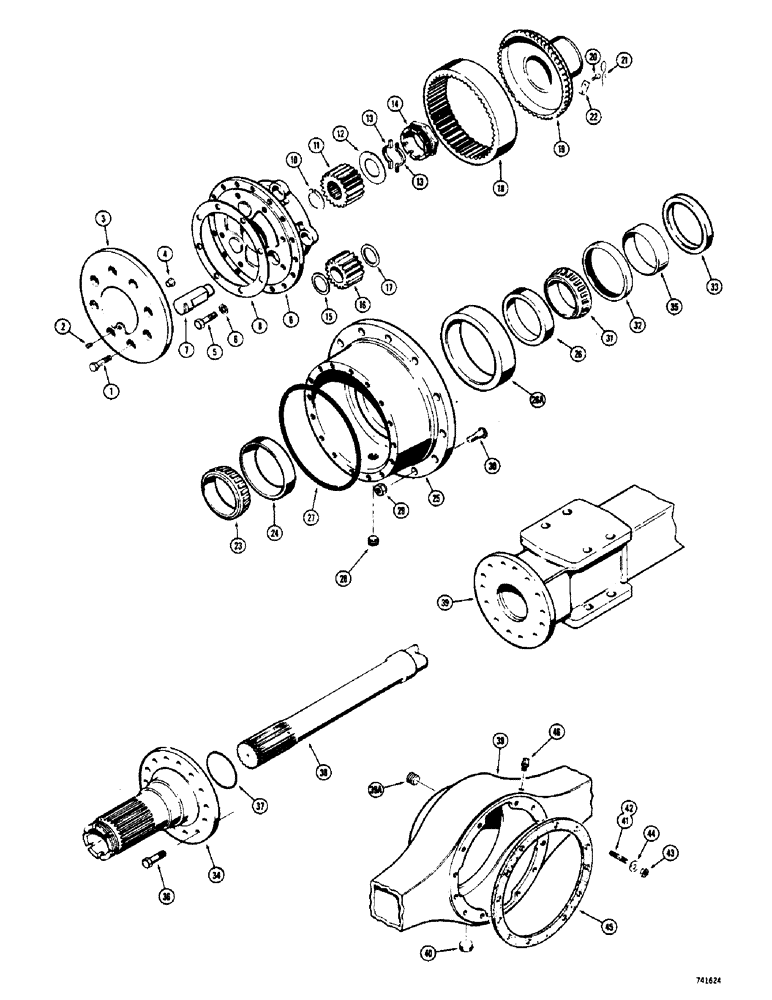 Схема запчастей Case 825 - (184) - PR158 AXLE AND PLANETARY (03) - TRANSMISSION