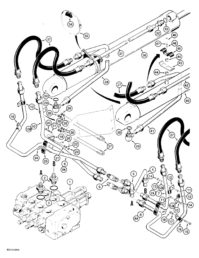 Схема запчастей Case W36 - (8-396) - LOADER BUCKET HYDRAULIC CIRCUIT (08) - HYDRAULICS