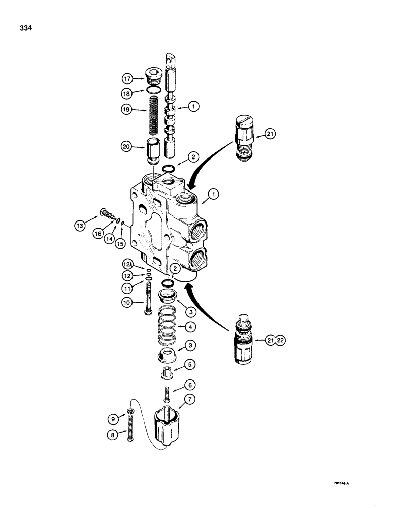 Схема запчастей Case 1150D - (334) - D87085 AND D87076 SECTIONS, RIPPER AND CLAM BUCKET (08) - HYDRAULICS