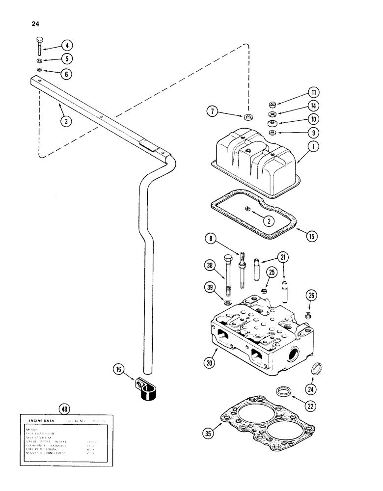 Схема запчастей Case 1150D - (024) - CYLINDER HEAD AND COVER, 504BD AND 504BDT DIESEL ENGINES (02) - ENGINE