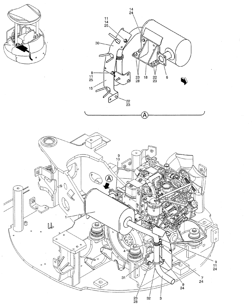 Схема запчастей Case CX27B PV13 - (01-010) - MUFFLER ASSEMBLY (05) - SUPERSTRUCTURE